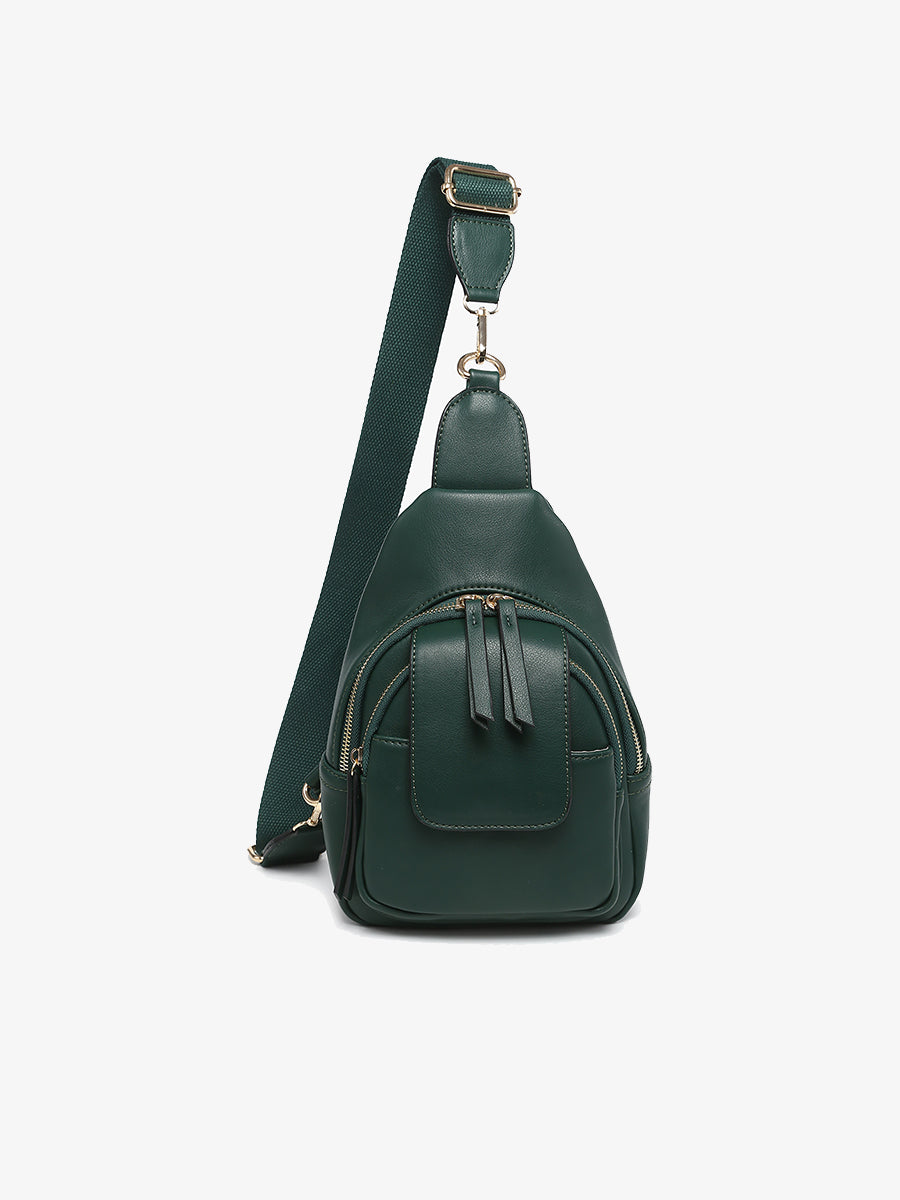 Sophia Vegan Sling Bag Dark Forest Green - Jen & Co. vegan handbag
