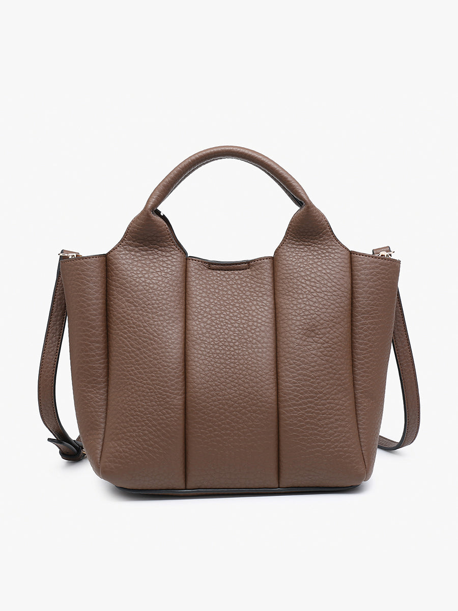 Maddox Vegan Pleated Satchel Chocolate - Jen & Co. vegan handbag