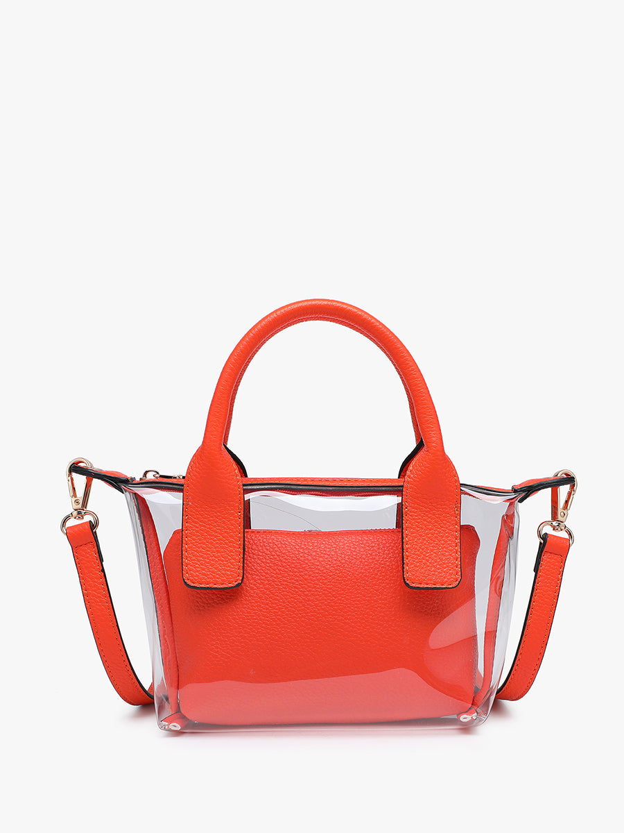 Amora Vegan Clear Crossbody Orange - Jen & Co. vegan handbag