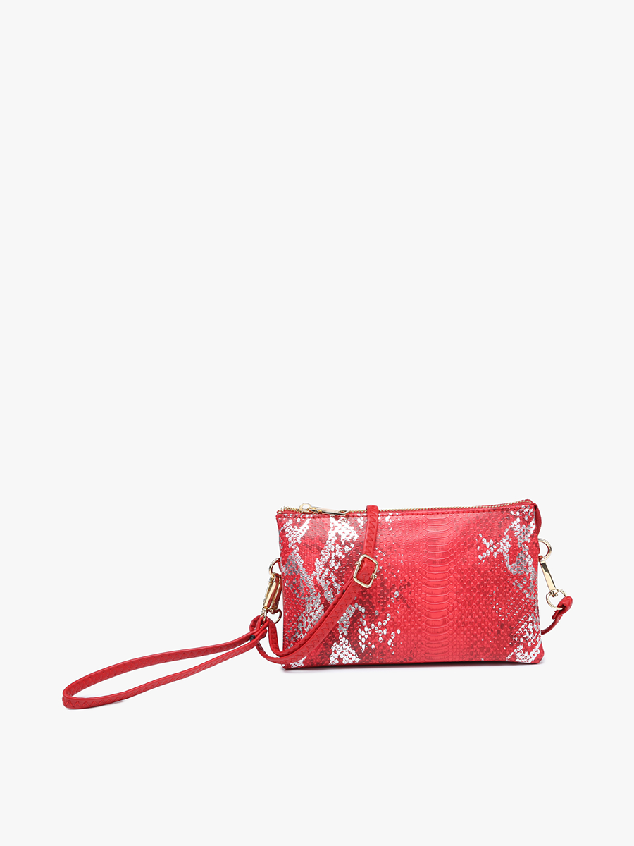 Riley Vegan Snake Crossbody Metallic Red - Jen & Co. vegan handbag