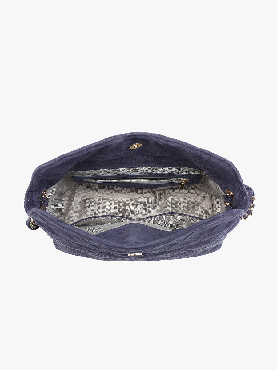 Dominique Faux Suede Shoulder Bag - Jen & Co. vegan handbag