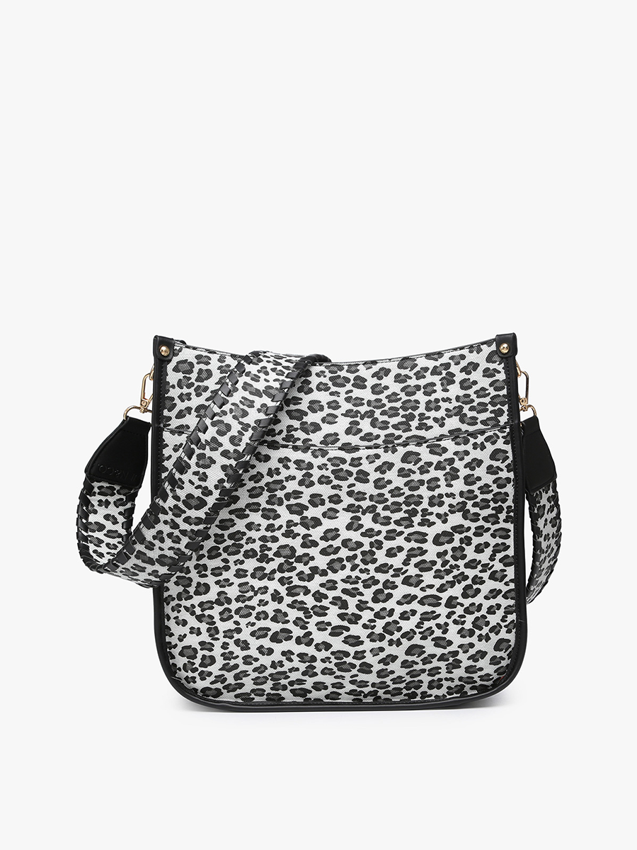 Chloe Vegan Faux Canvas Crossbody Black Lt. Grey - Jen & Co. vegan handbag