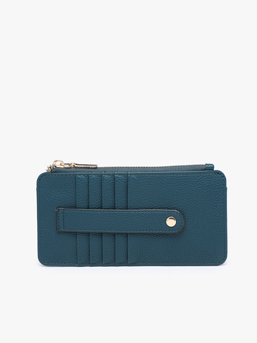 Saige Vegan RFID Wallet Dark Peacock - Jen & Co. vegan handbag