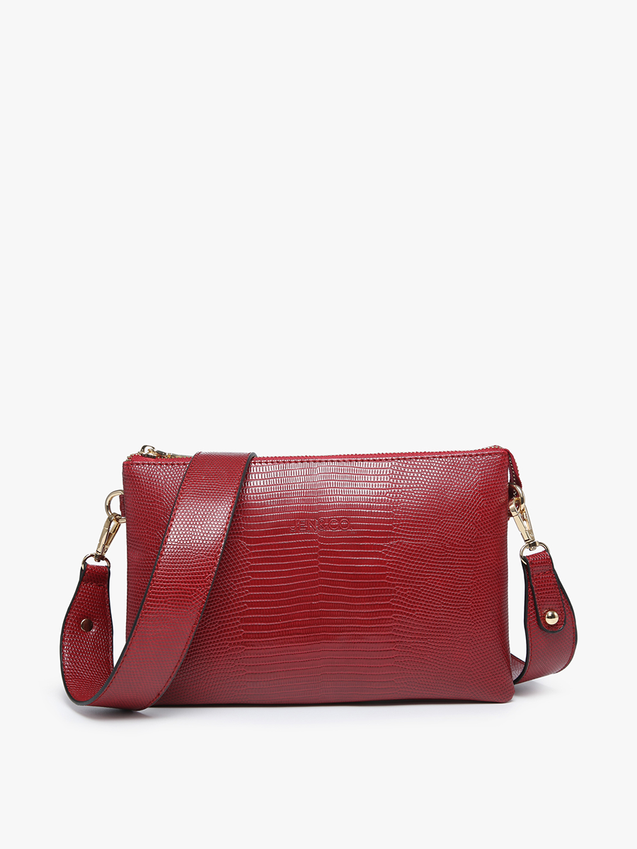 Izzy Vegan Lizard Crossbody Red - Jen & Co. vegan handbag
