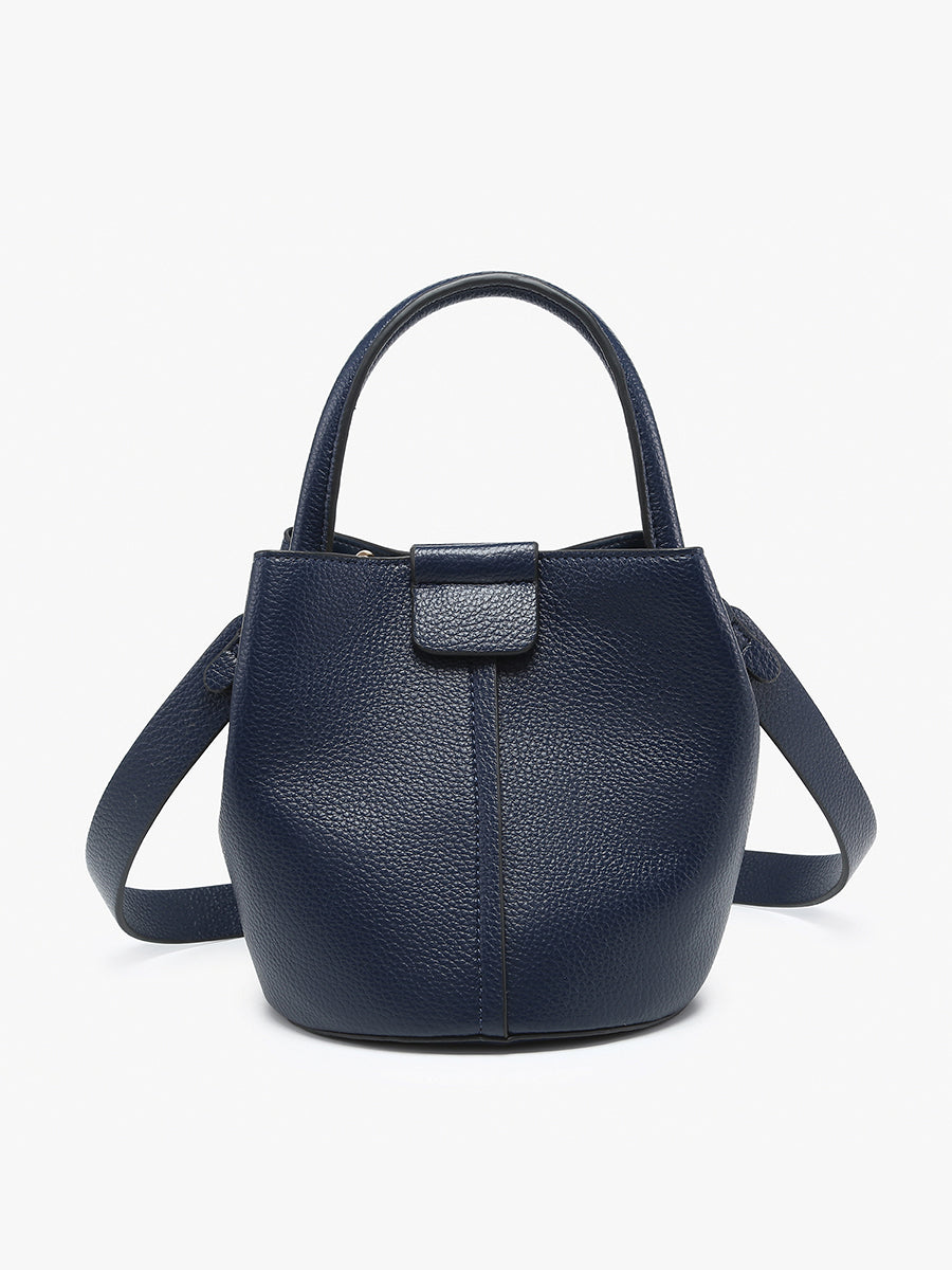 Farrah Vegan Bucket Bag Navy - Jen & Co. vegan handbag