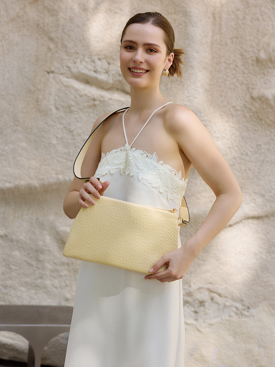 Hallie Vegan Faux Woven Crossbody - Jen & Co. vegan handbag