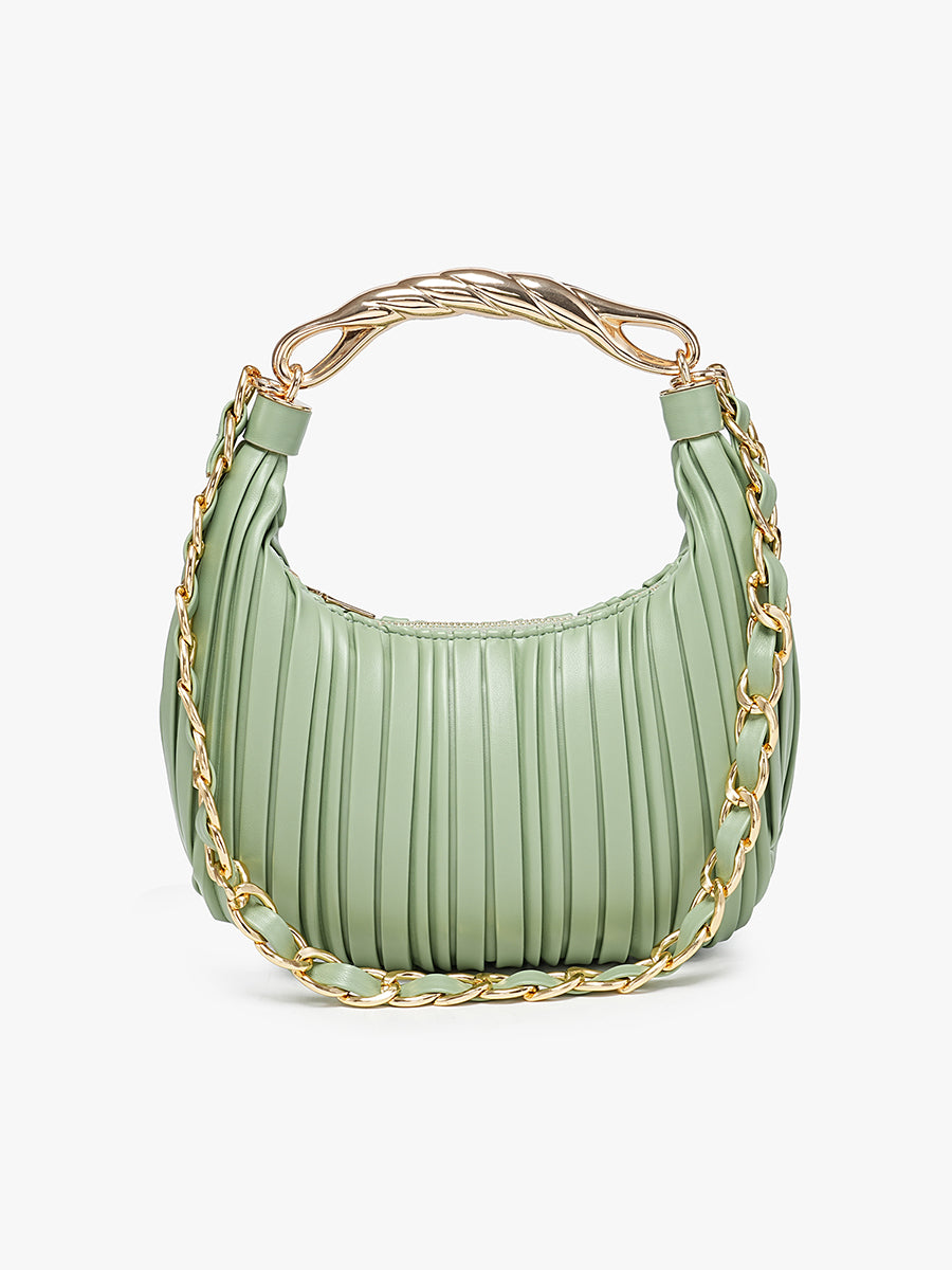 Miriam Vegan Pleated Shoulder Bag Lt. Sage - Jen & Co. vegan handbag