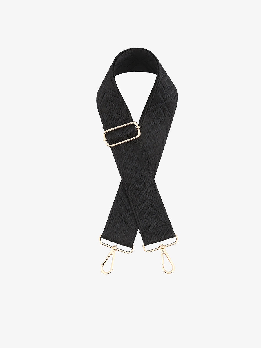 Bohemian Guitar Strap Black Black - Jen & Co. vegan handbag