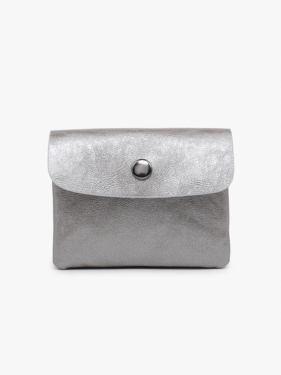 Ethel Vegan Mini Clutch Silver - Jen & Co. vegan handbag