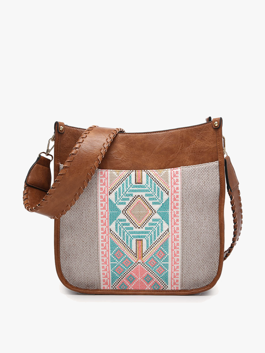 Chloe Tribal Crossbody Brown Mint - Jen & Co. vegan handbag