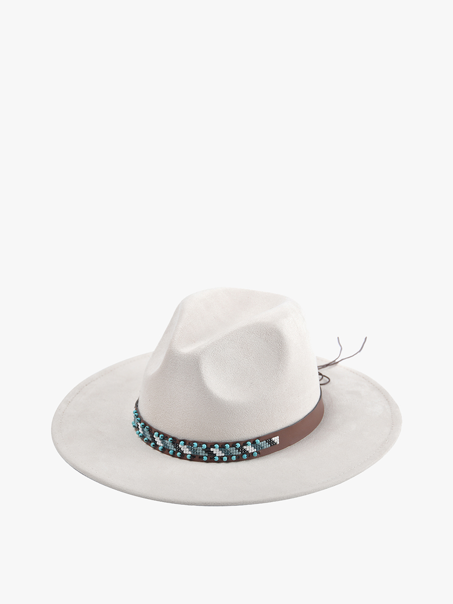 Teo Turquoise Band Hat Beige - Jen & Co. vegan handbag