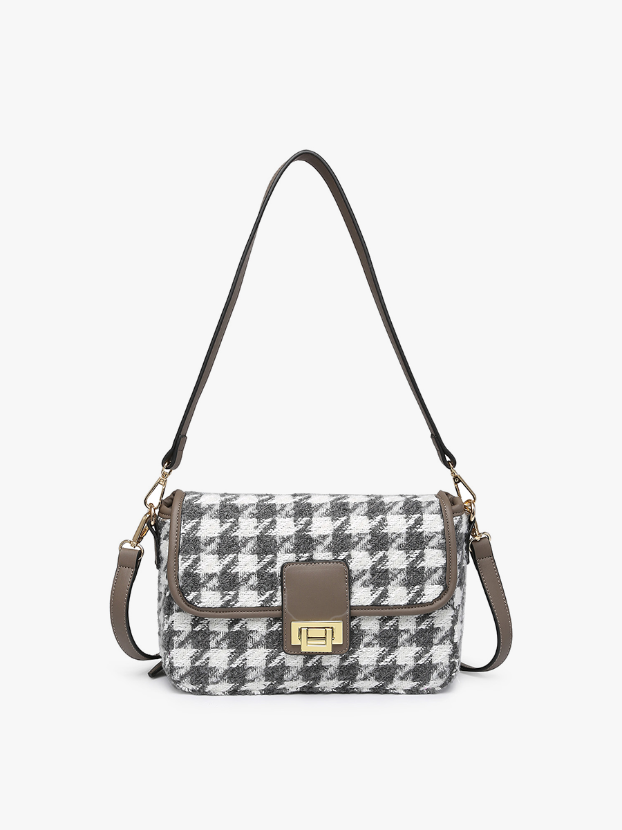 Elodie Vegan Houndstooth Crossbody