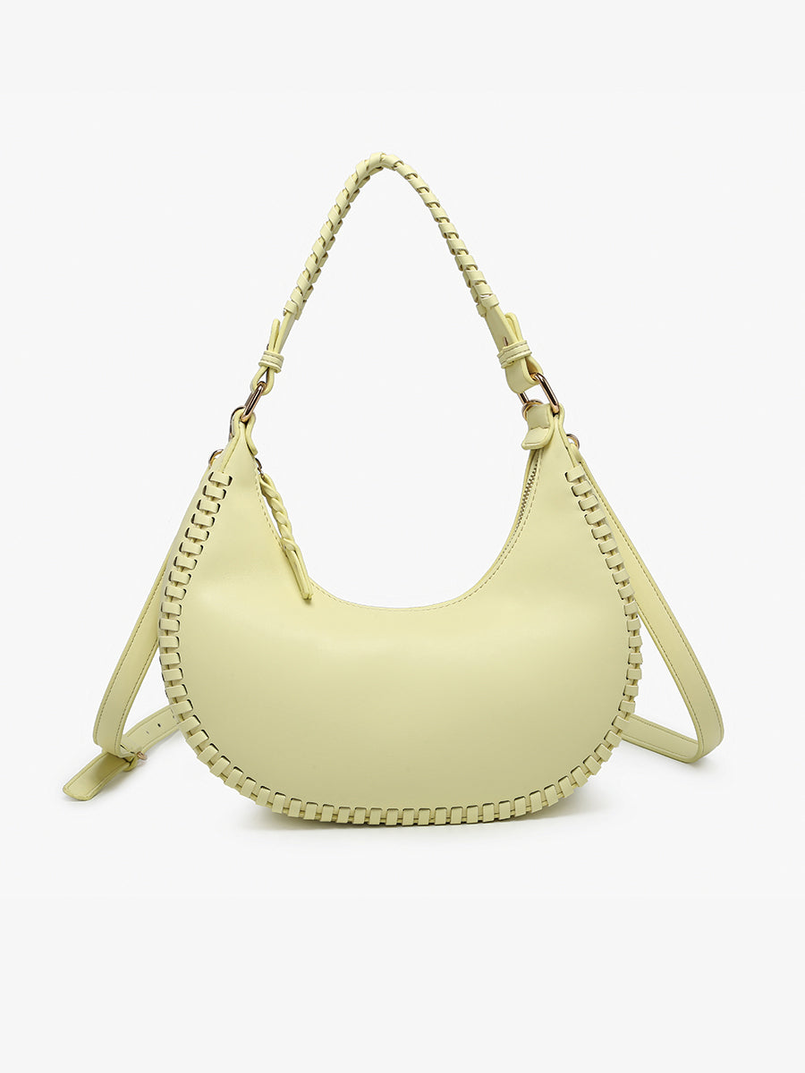 Aria Whipstitch Shoulder Bag Pastel Yellow - Jen & Co. vegan handbag