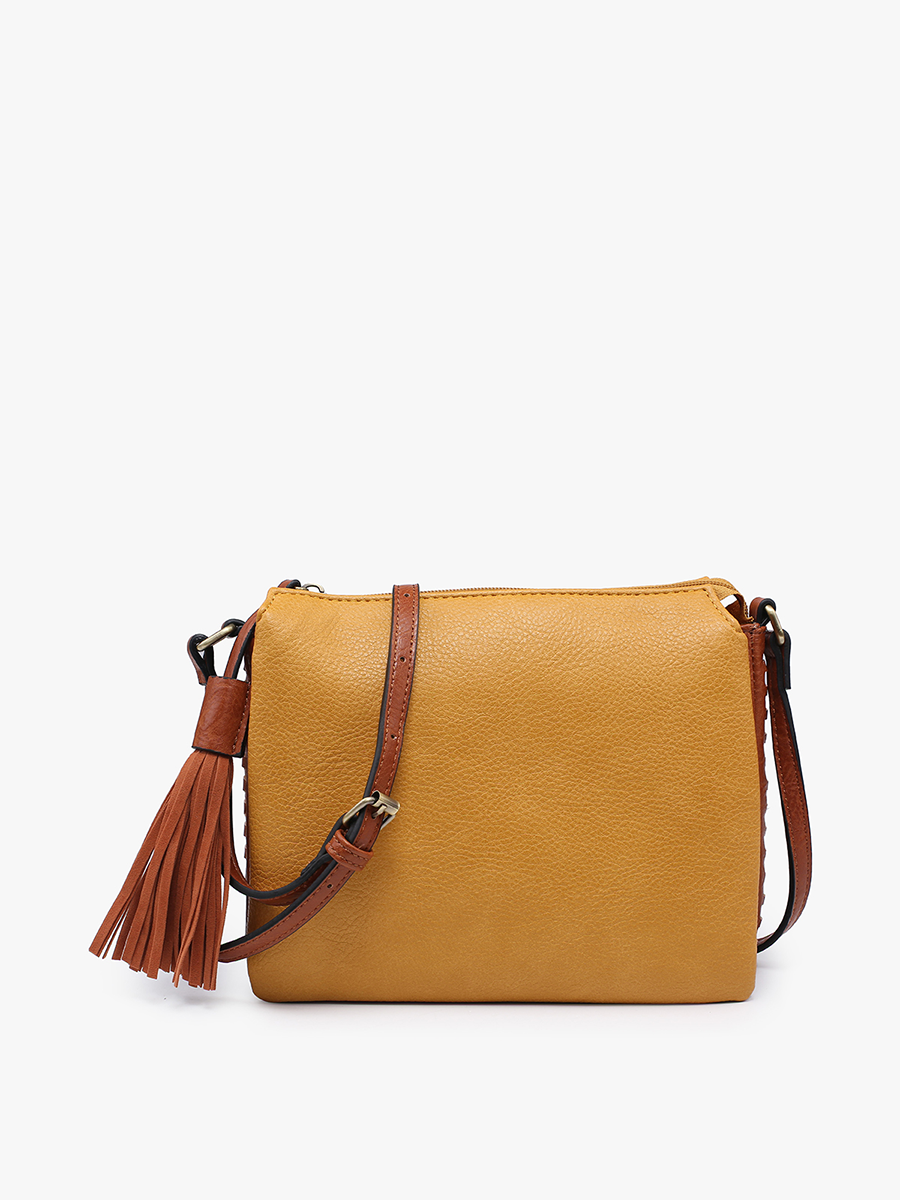 Sabrina Vegan Crossbody Mustard Brown - Jen & Co. vegan handbag