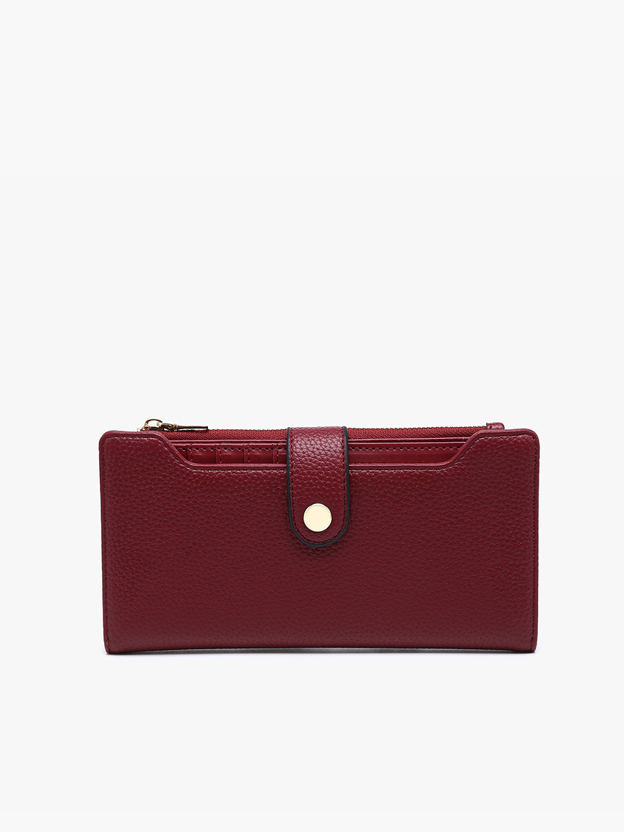 Violet Vegan RFID Fold-Out Wallet Wine - Jen & Co. vegan handbag