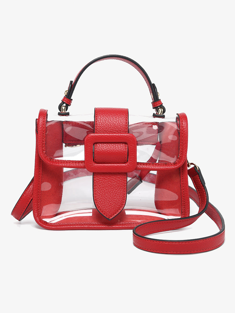 Toni Clear Crossbody Red - Jen & Co. vegan handbag