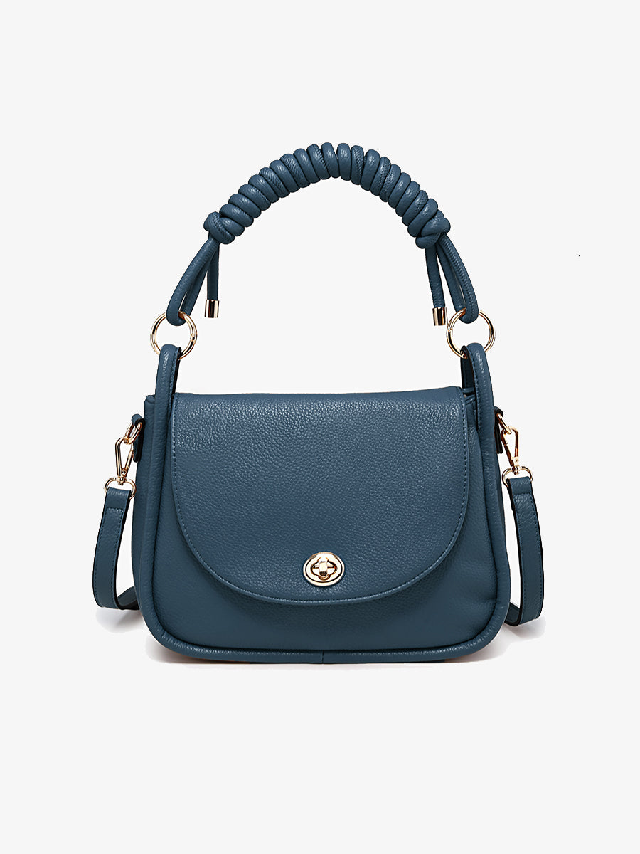 Effie Vegan Messenger Satchel Prussian Blue - Jen & Co. vegan handbag