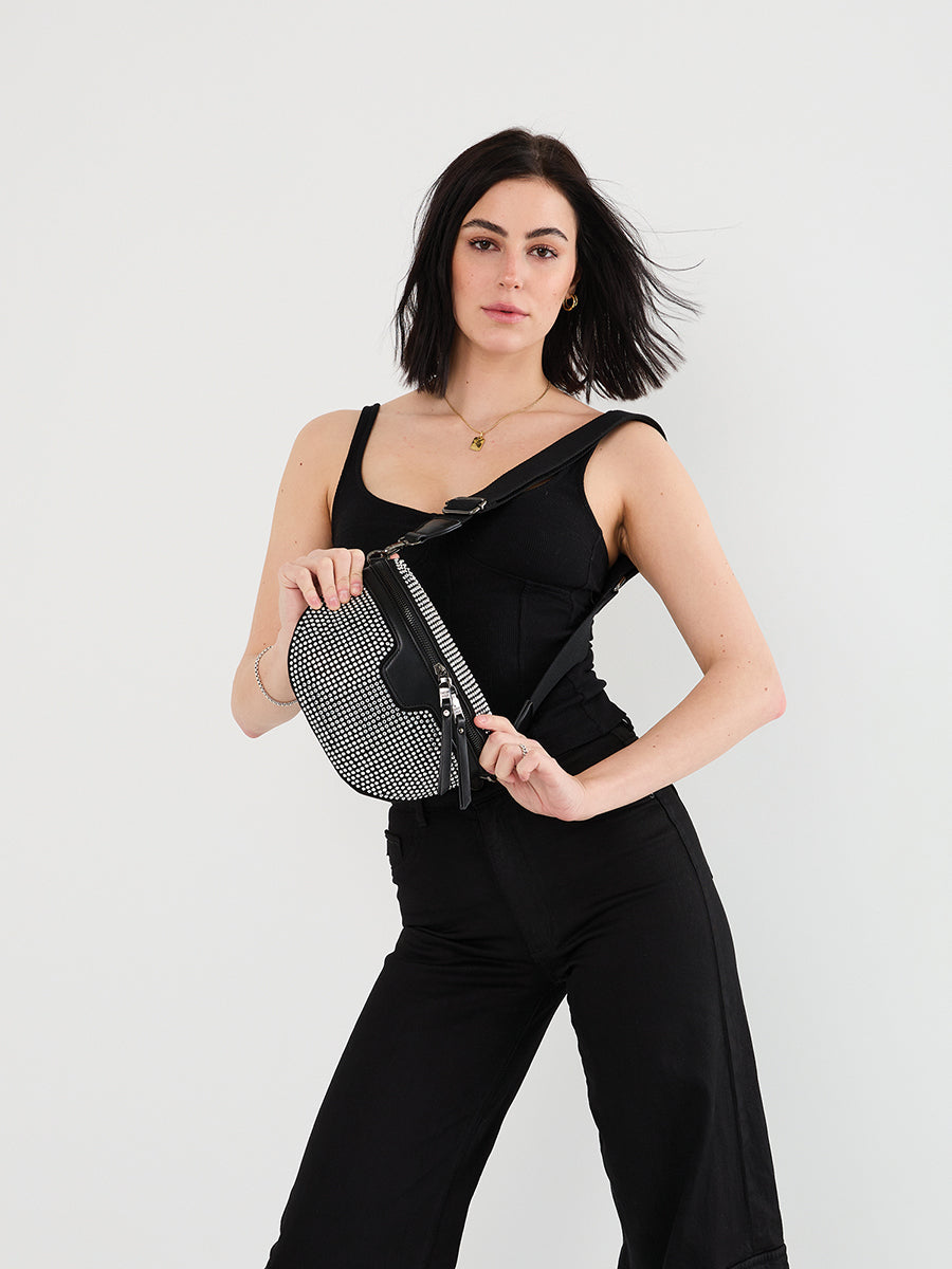 Kai Rhinestone Belt Bag - Jen & Co. vegan handbag