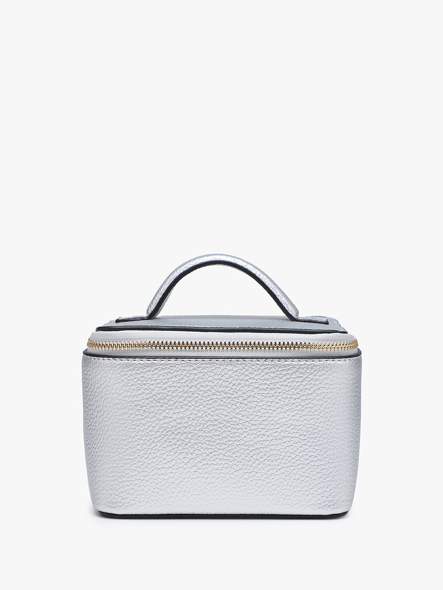 Angela Vegan Travel Cosmetic Bag Silver - Jen & Co. vegan handbag