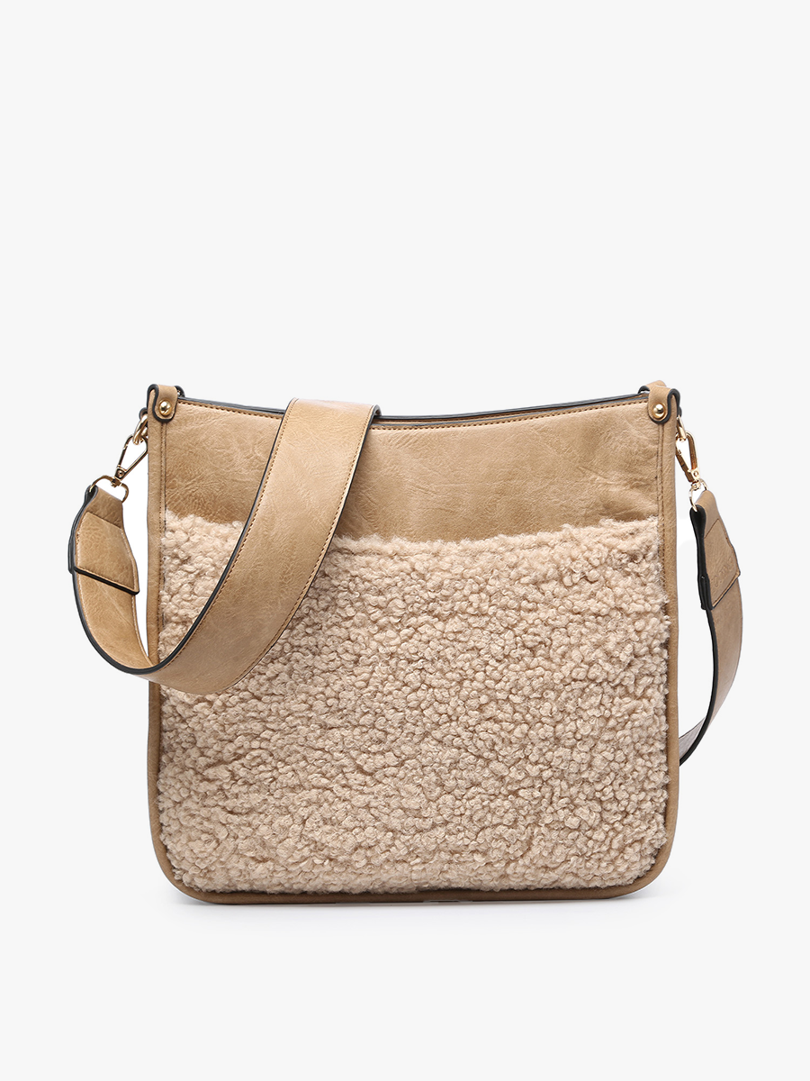 Chloe Vegan Teddy Crossbody Taupe - Jen & Co. vegan handbag