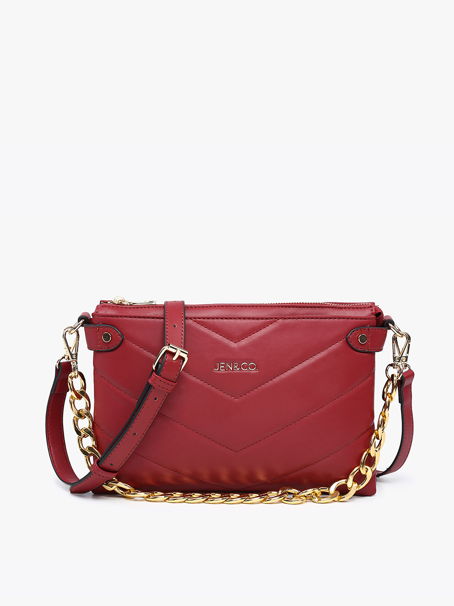 Britt Vegan Puffer Crossbody Red - Jen & Co. vegan handbag