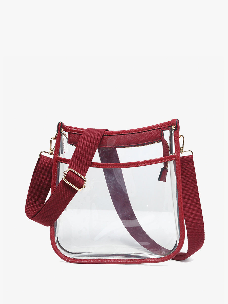 Posie Vegan Clear Crossbody Crimson - Jen & Co. vegan handbag