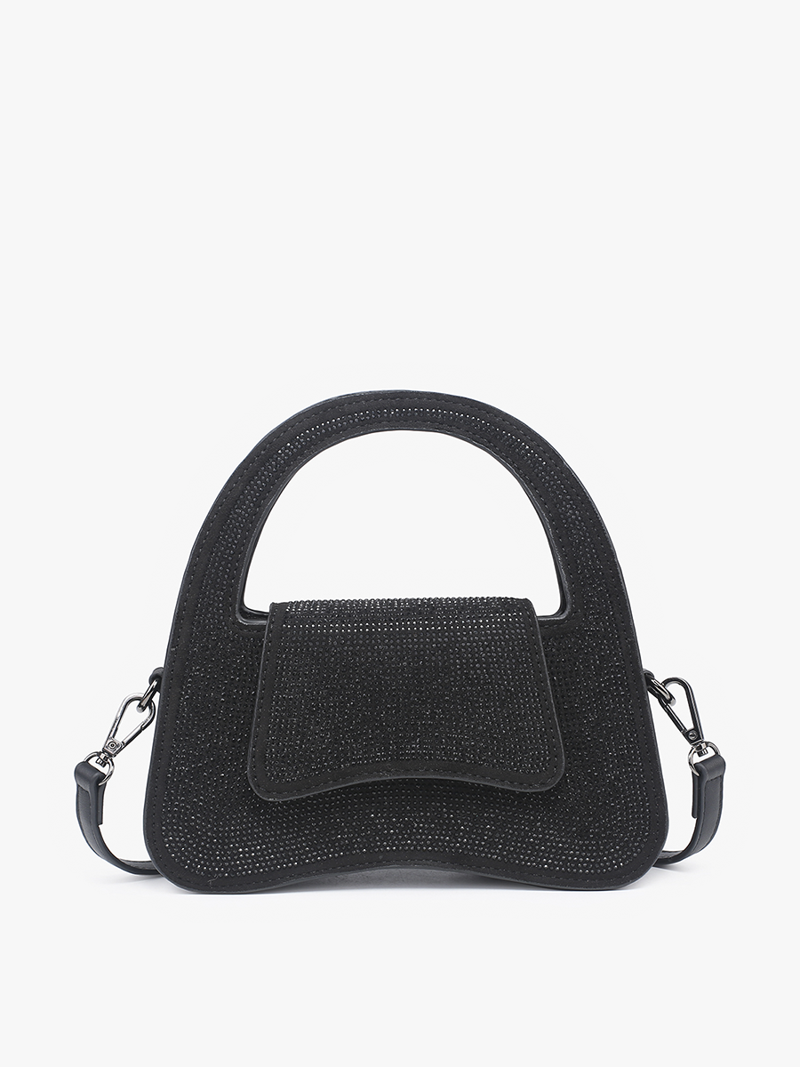Leah Vegan Rhinestone Bag Black - Jen & Co. vegan handbag