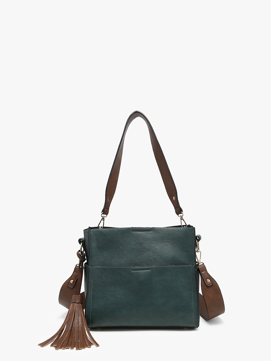 Lyla Vegan Bucket Bag Dark Forest Green - Jen & Co. vegan handbag