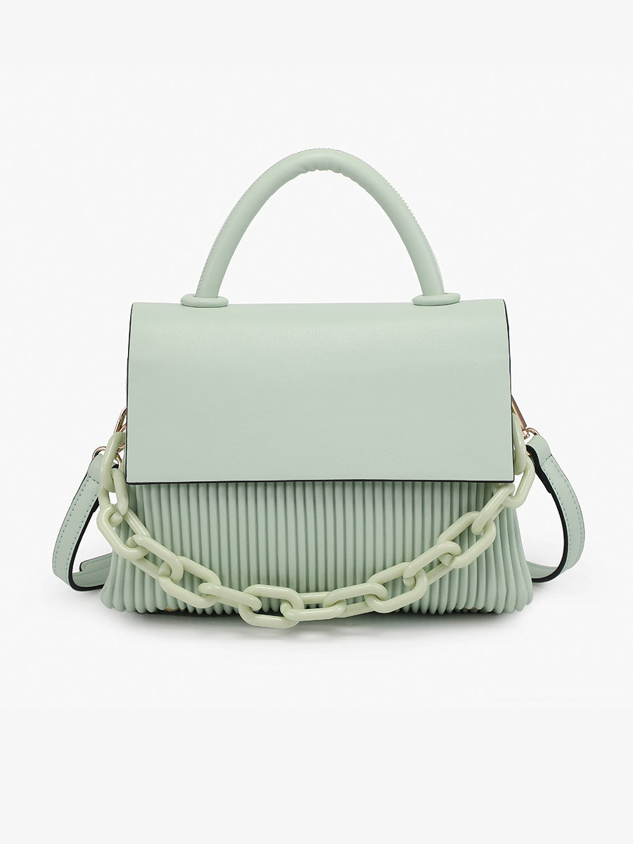 Anne Vegan Pleated Crossbody Pale Mint - Jen & Co. vegan handbag