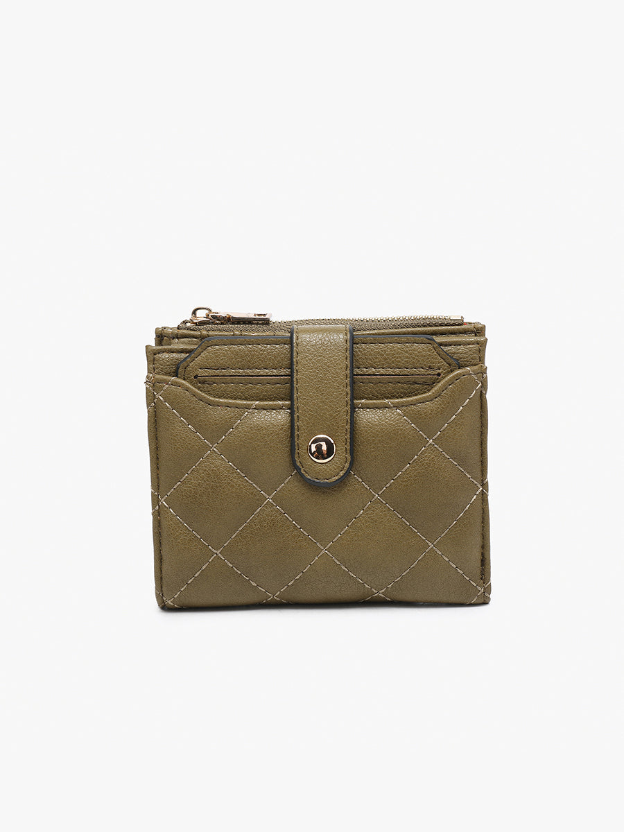 Melody Vegan Quilted Wallet Olive - Jen & Co. vegan handbag