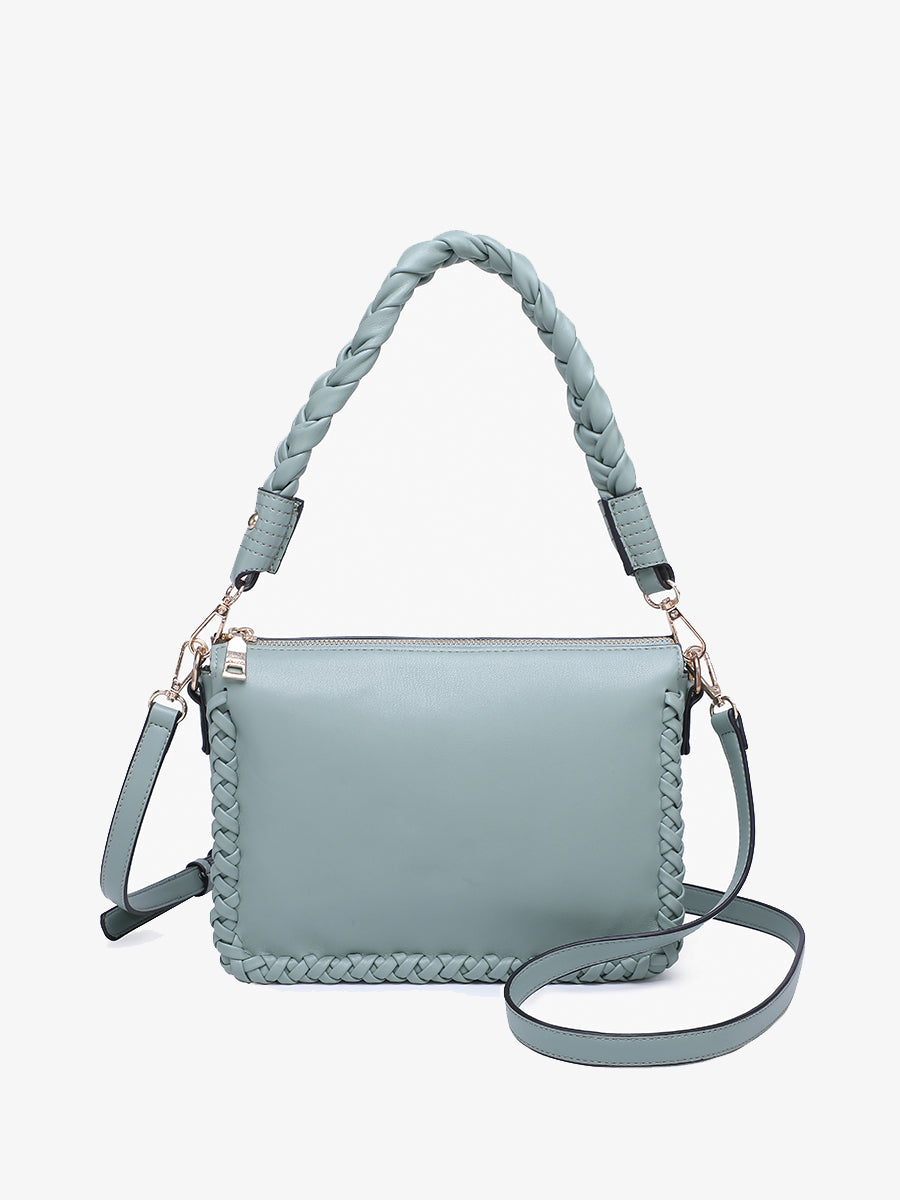 Judith Vegan Whipstitch Shoulder Bag Dark Jade - Jen & Co. vegan handbag