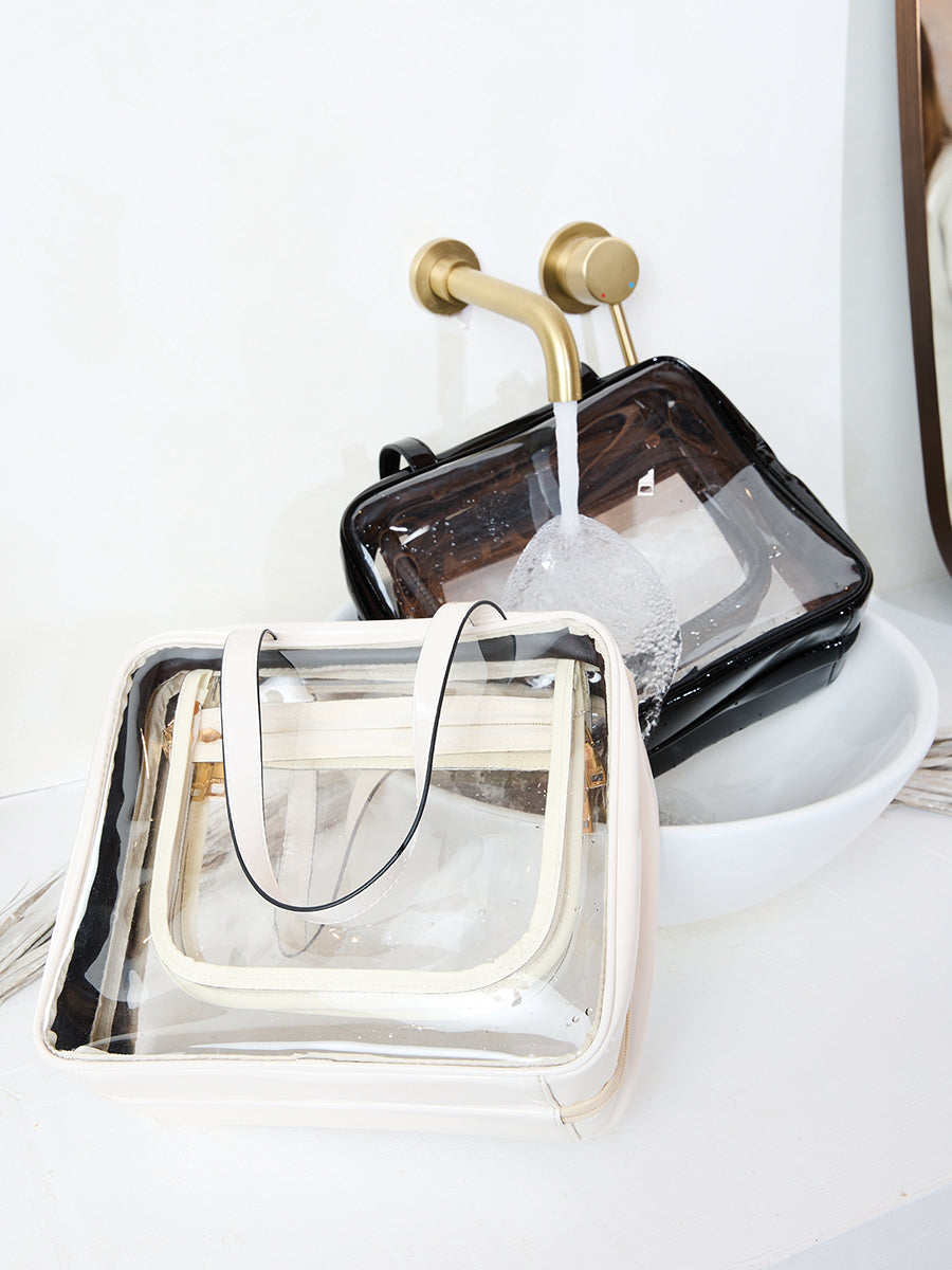 Rae Clear Cosmetic Bag - Jen & Co. vegan handbag