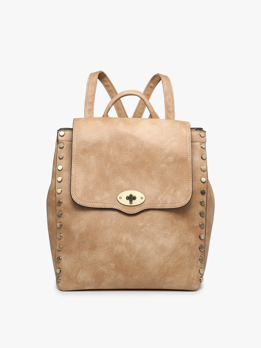 Bex Vegan Distressed Backpack Tan - Jen & Co. vegan handbag