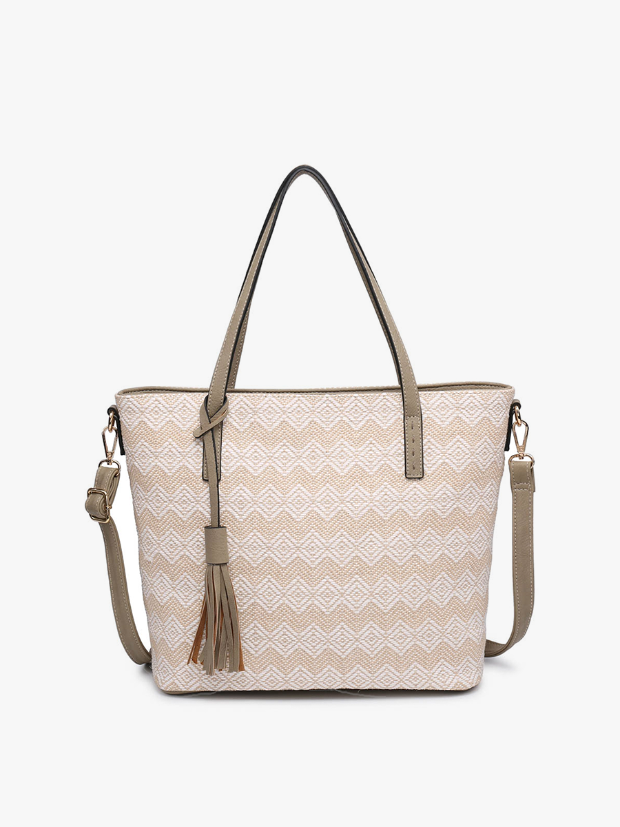 August Vegan Tote Diamond-Beige - Jen & Co. vegan handbag