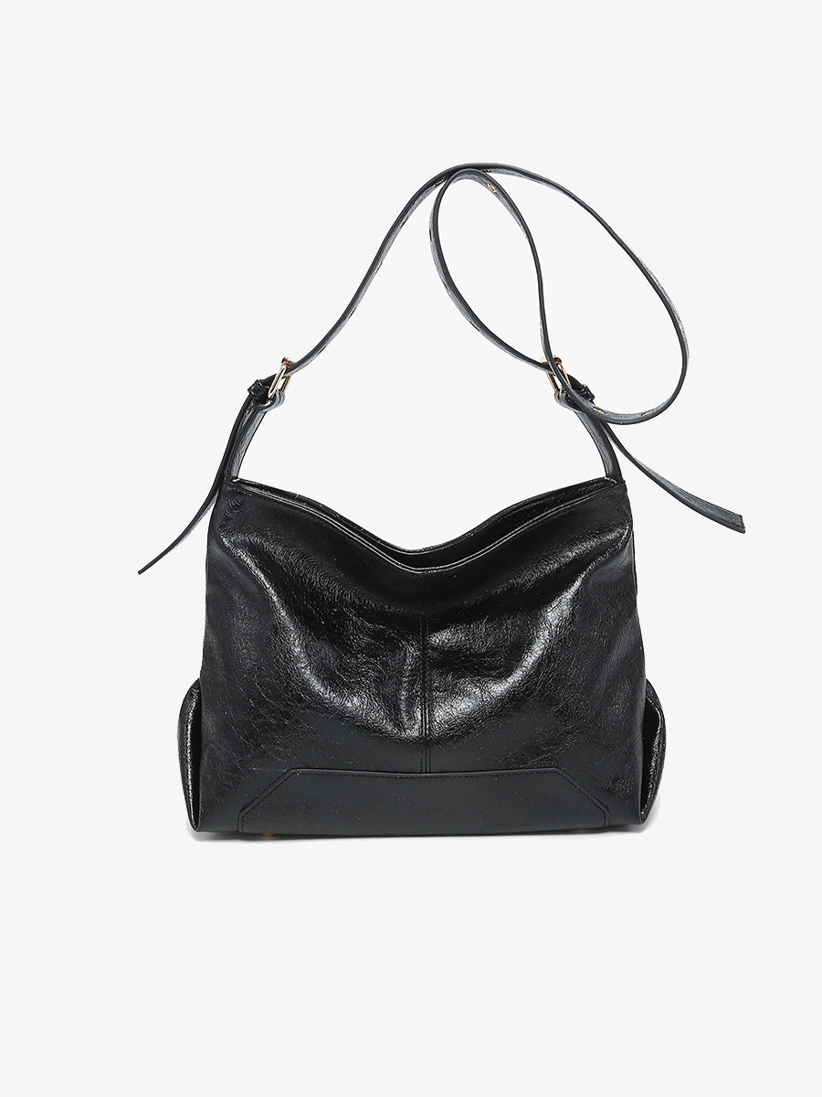 Taylor Vegan Semi-Gloss Hobo Black - Jen & Co. vegan handbag