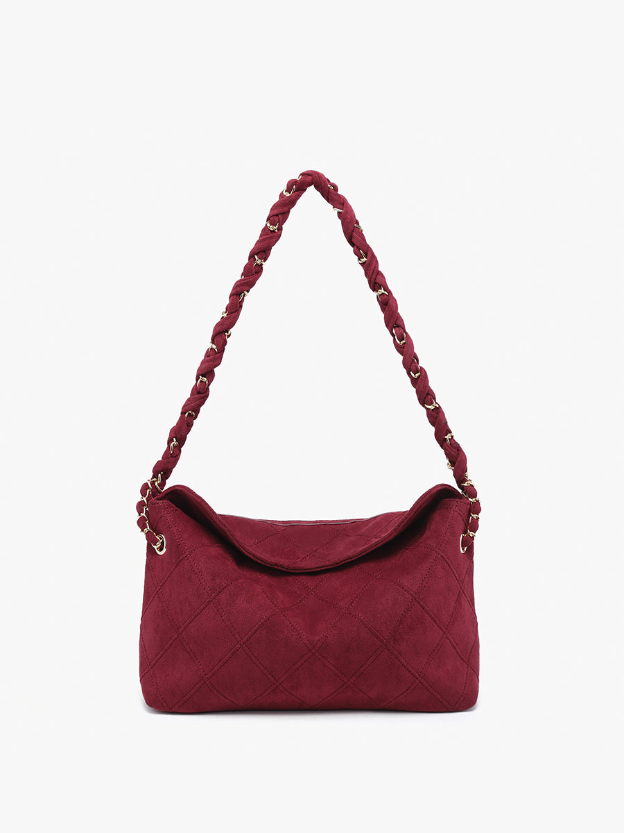 Dominique Faux Suede Shoulder Bag Wine - Jen & Co. vegan handbag