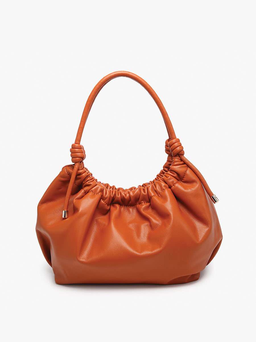 Celia Vegan Ruched Satchel Rust - Jen & Co. vegan handbag