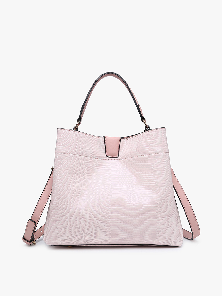 Tati Vegan Lizard Satchel Baby Pink - Jen & Co. vegan handbag