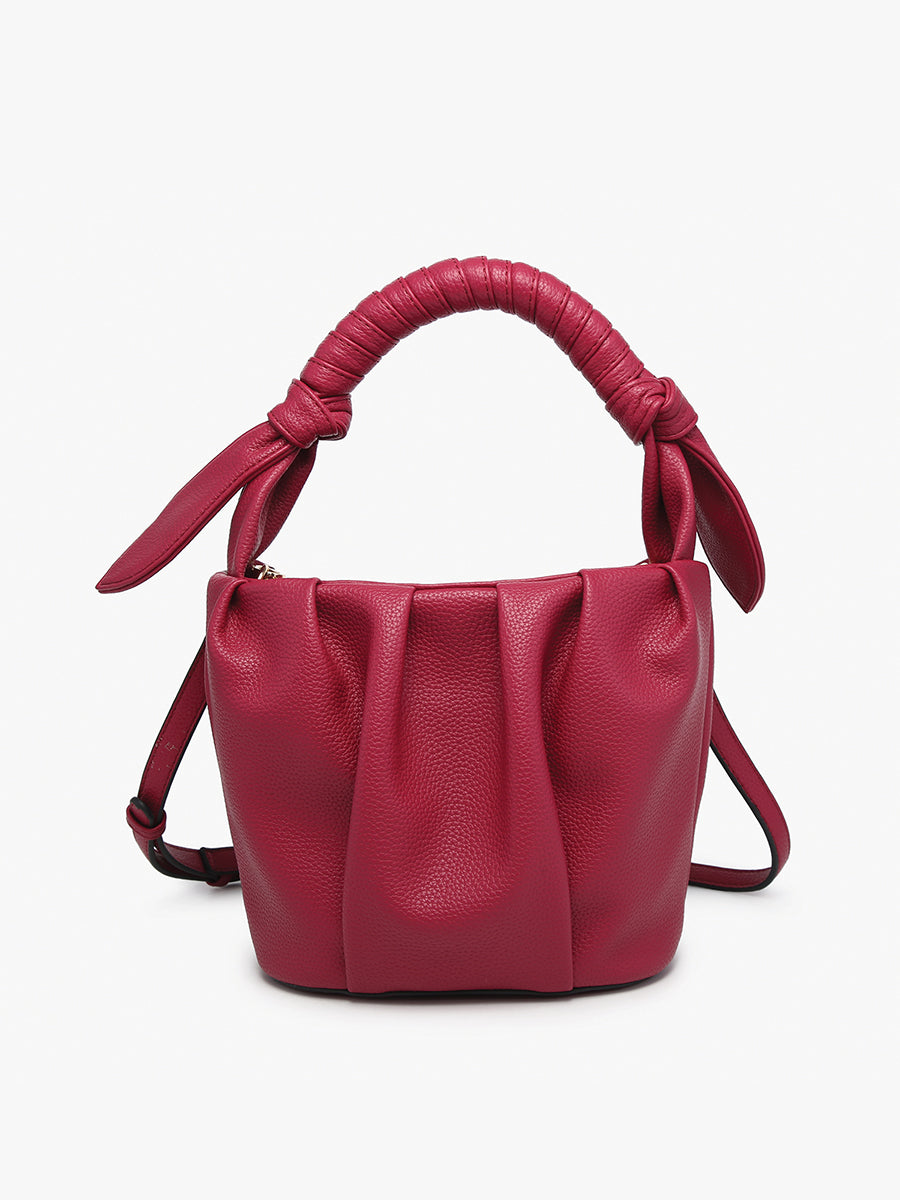 Lacey Vegan Pleated Bucket Bag Dark Ruby - Jen & Co. vegan handbag