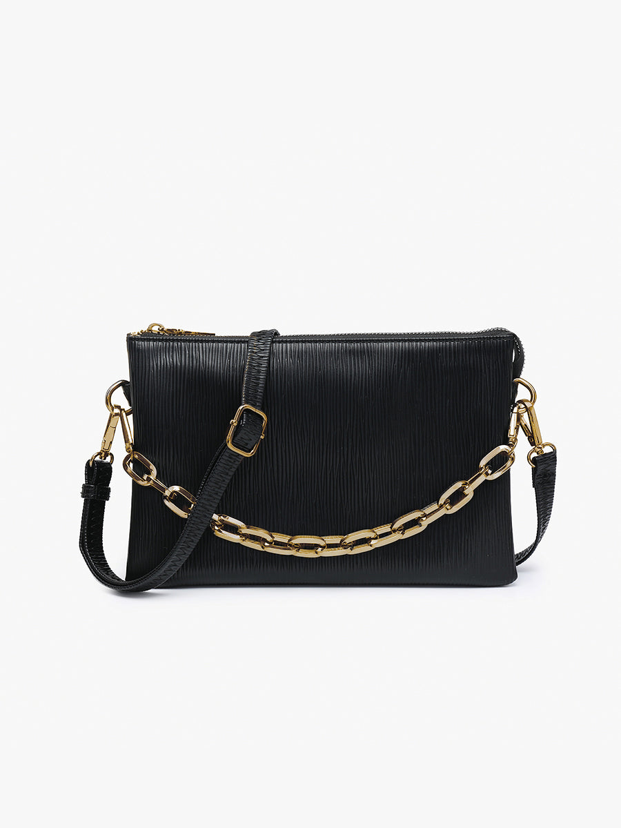Izzy Vegan Textured Crossbody Black - Jen & Co. vegan handbag