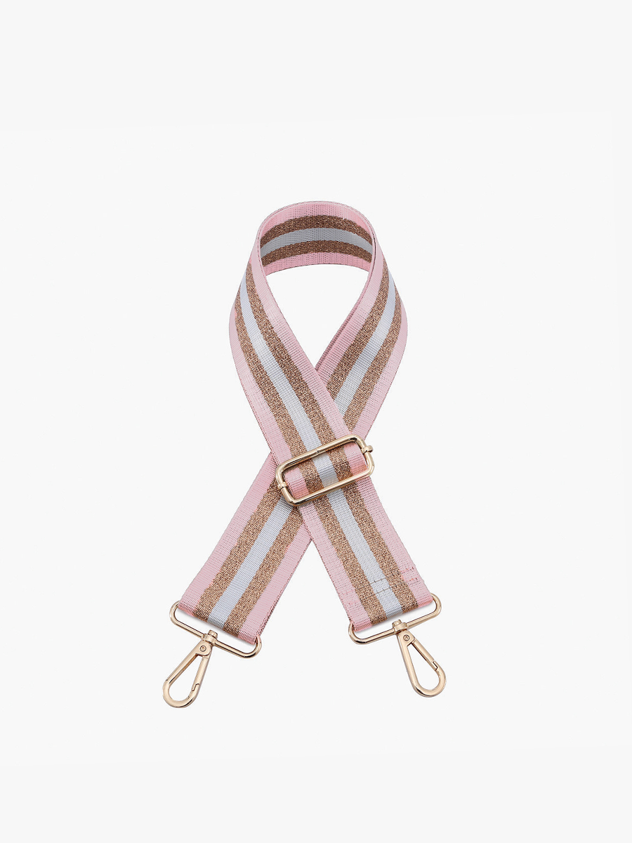 Striped Guitar Strap Pink Gold - Jen & Co. vegan handbag