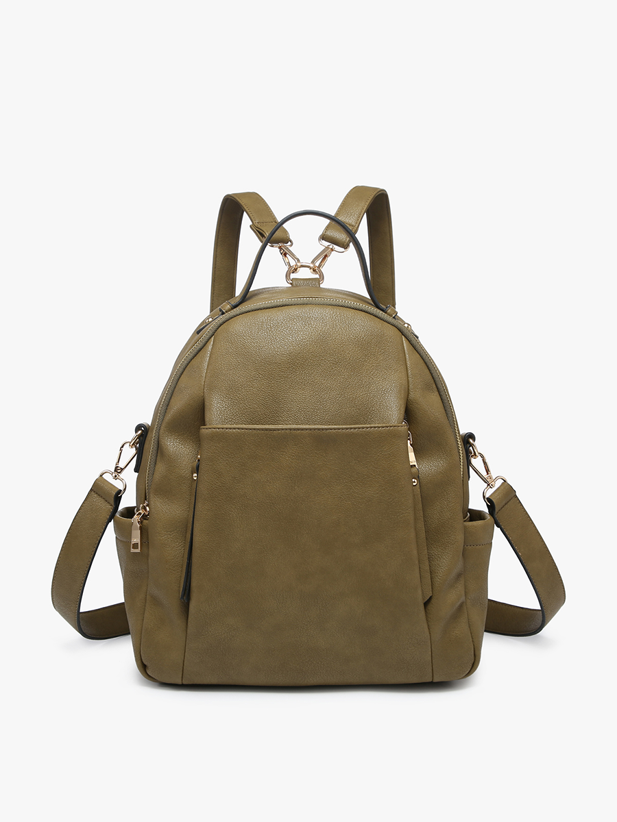 Lillia Vegan Convertible Backpack Olive - Jen & Co. vegan handbag