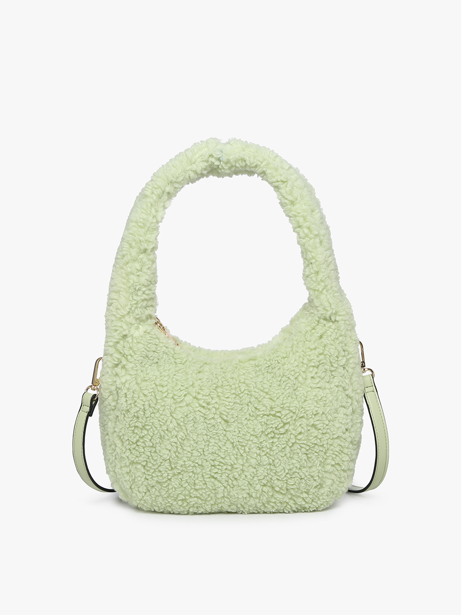 Gabrielle Vegan Sherpa Shoulder Bag Green - Jen & Co. vegan handbag