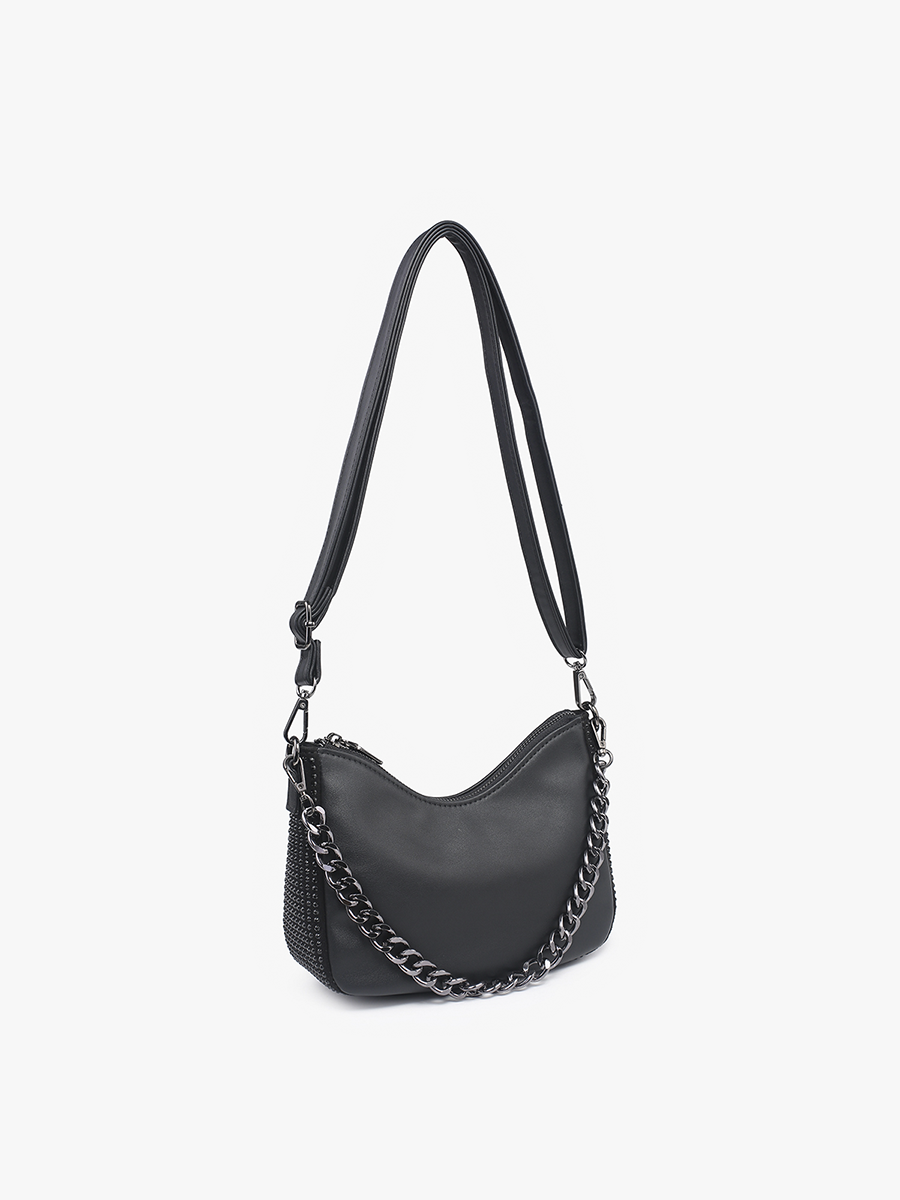 Sabine Vegan Grommet Shoulder Bag Black - Jen & Co. vegan handbag