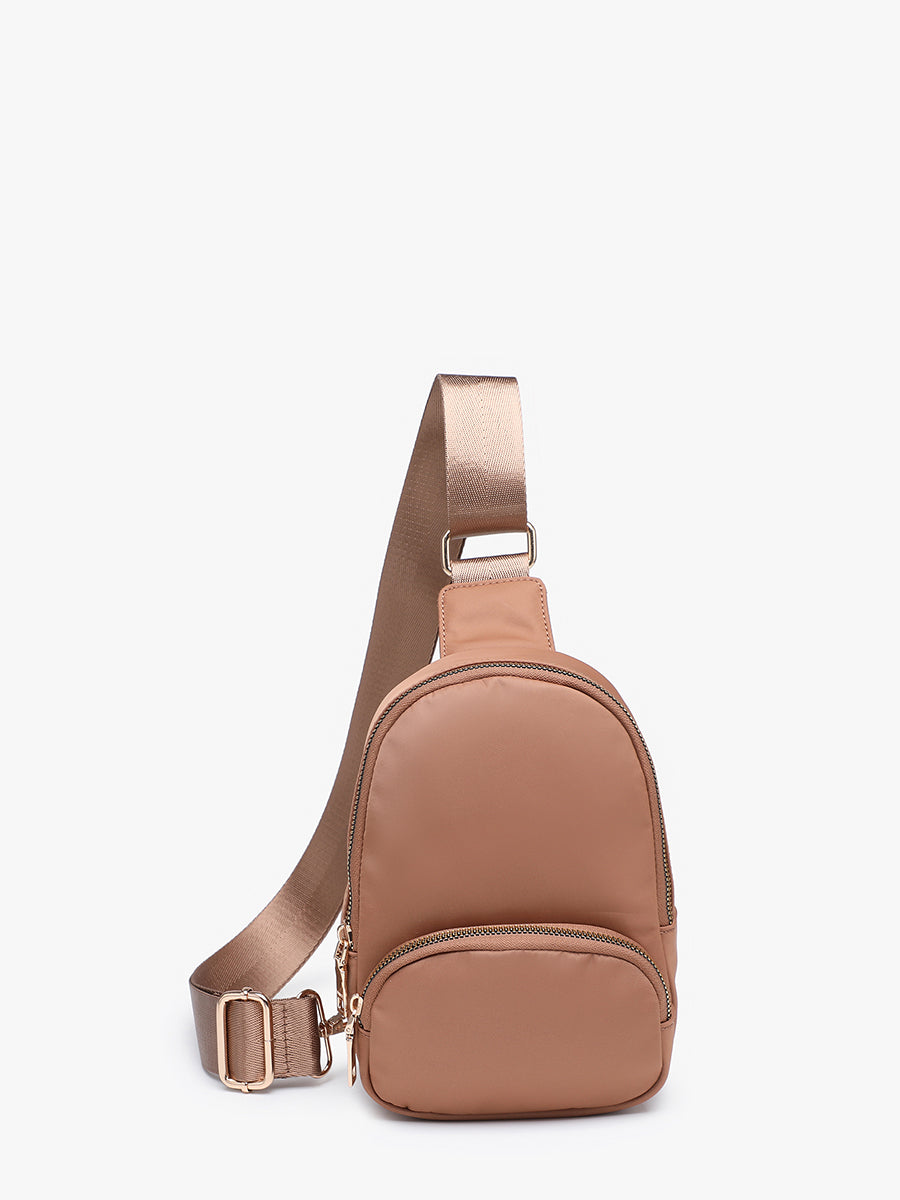 Michelle Nylon Sling Bag Tan - Jen & Co. vegan handbag