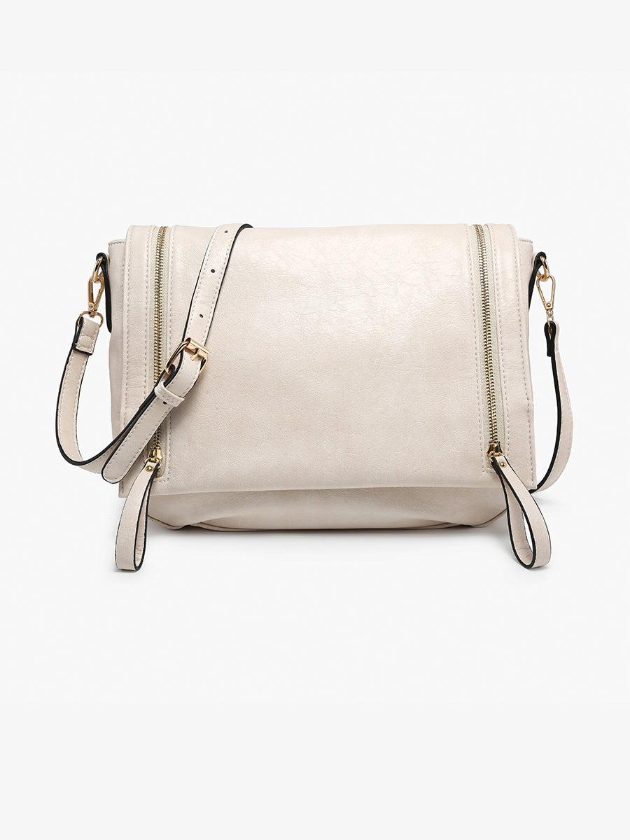 Foster Vegan Distressed Crossbody Off White - Jen & Co. vegan handbag