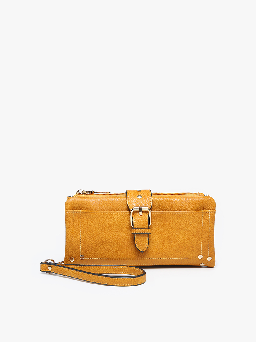 Cadence Vegan Buckle Wallet Mustard - Jen & Co. vegan handbag