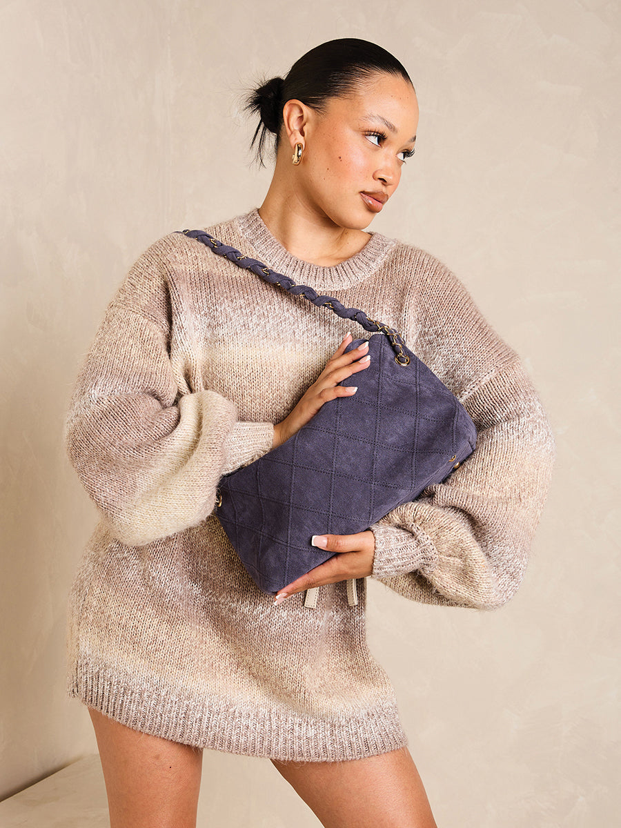 Dominique Faux Suede Shoulder Bag - Jen & Co. vegan handbag