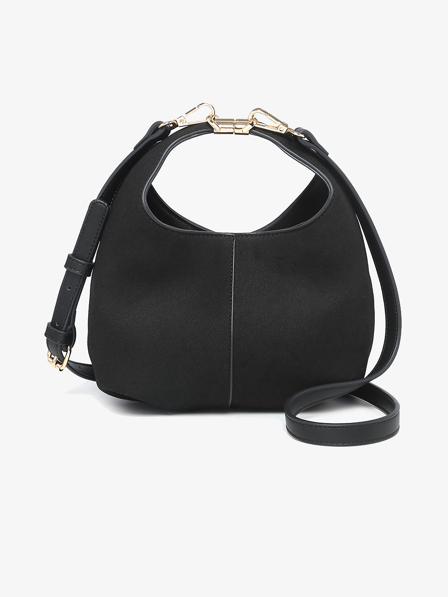 Elena Vegan Suede Crossbody Black - Jen & Co. vegan handbag