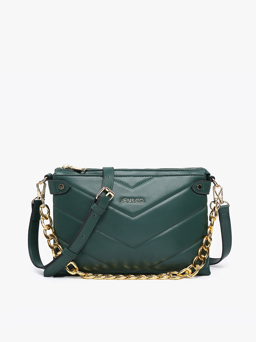 Britt Vegan Puffer Crossbody Hunter Green - Jen & Co. vegan handbag